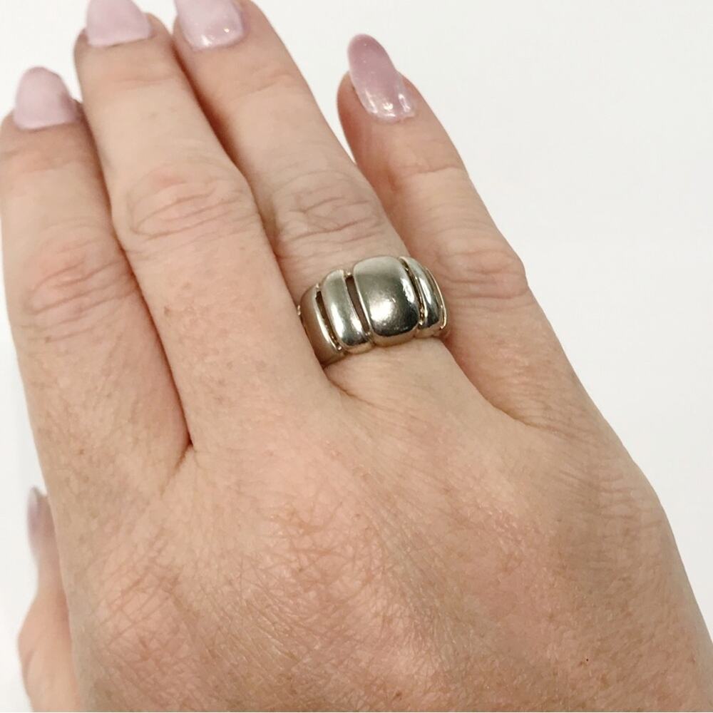 Vintage 925 Sterling Silver Milor Italy Ribbed Puffy Abstract Modern Ring 7 - Picture 6 of 15